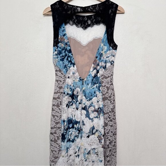 BCBGMAXAZRIA Womens 6 Tahiti Blue Combo Provence Sleeveless Open-Back Gown Maxi - Picture 12 of 15